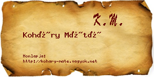 Koháry Máté névjegykártya